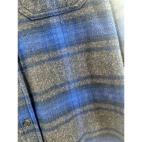 Orvis Blue Plaid Flannel Shirt Jacket Heavy Cotton Pockets Shacket Men's Size L - Picture 14 of 15